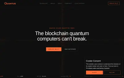 Website screenshot of Quantus (2026-04-26)