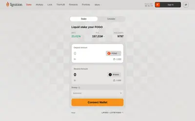 Website screenshot of Ignition Staked FOGO (2026-05-21)