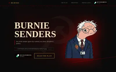 Website screenshot of Burnie Senders (2026-05-29)