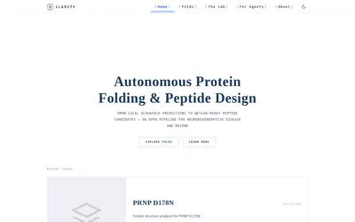 Website screenshot of Clarity Protocol (2026-05-20)