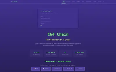Website screenshot of C64 Chain (2026-05-21)