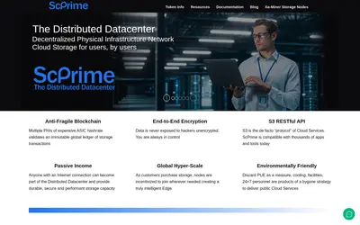 Website screenshot of ScPrime Coin (2026-05-21)