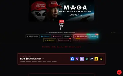 Website screenshot of Make Aliens Great Again (2026-05-20)