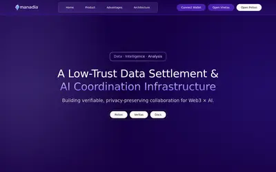 Website screenshot of Manadia (2026-04-25)