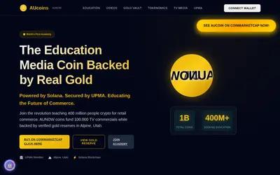 Website screenshot of AuCoin (2026-05-02)