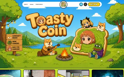 Website screenshot of Toasty Coin (2026-05-02)