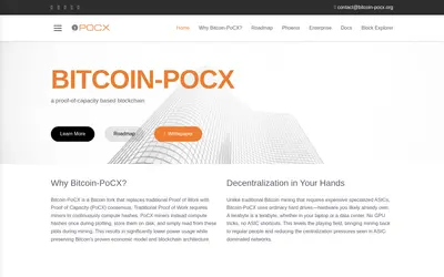 Website screenshot of Bitcoin-POCX (2026-05-03)