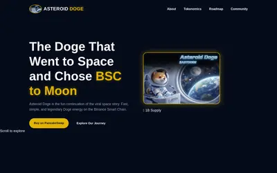 Website screenshot of ASTEROID DOGE (2026-05-03)