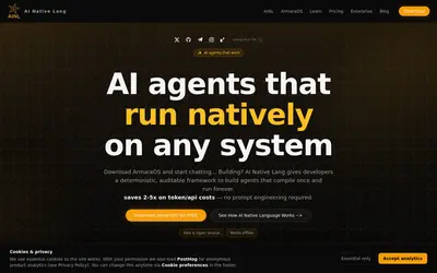 Website screenshot of AINL (2026-05-04)