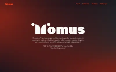 Website screenshot of Momus ai (2026-05-09)