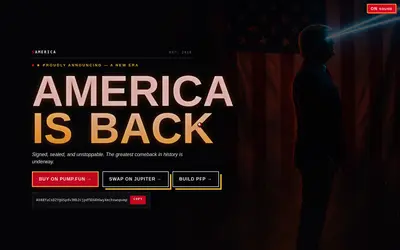 Website screenshot of America Is Back (2026-05-09)