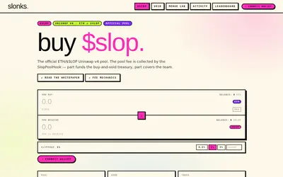 Website screenshot of SLOP (2026-05-10)