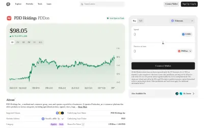 Website screenshot of PDD Holdings Tokenized Stock (Ondo) (2026-05-27)