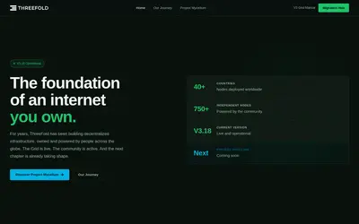 Website screenshot of ThreeFold Token (2026-05-20)