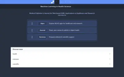 Website screenshot of ML in Health Science (2026-05-31)