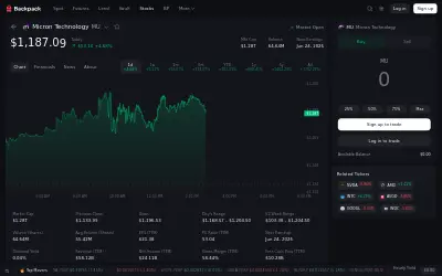 Website screenshot of Micron Technology (Backpack Securities) (2026-06-22)
