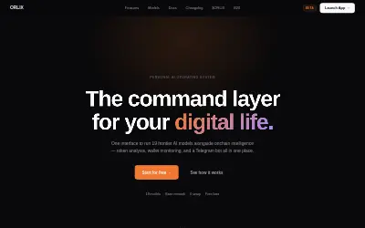 Website screenshot of Orlix AI (2026-06-25)