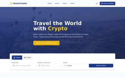 Website screenshot of TOURISTOKEN (2026-05-21)