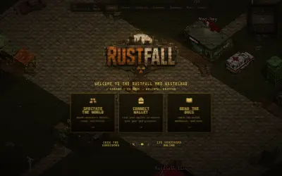 Website screenshot of Rustfall (2026-06-25)