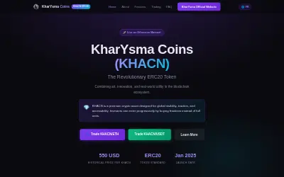 Website screenshot of kharYsma Coins (2026-06-25)