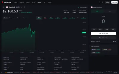 Website screenshot of Sandisk (Backpack Securities) (2026-06-25)
