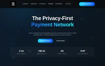Website screenshot of Zentra Privacy (2026-07-02)