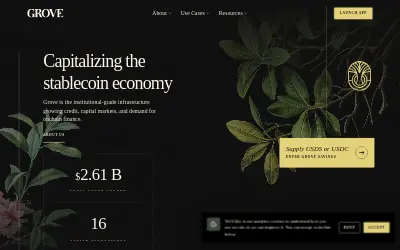 Website screenshot of Grove Finance (2026-07-07)