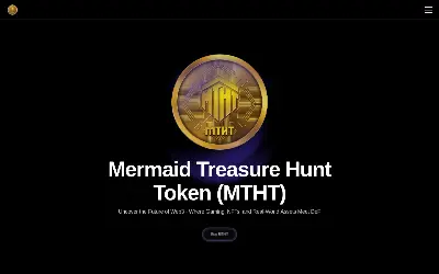 Website screenshot of Mermaid Treasure Hunt Token (mthttoken.com) (2026-07-08)