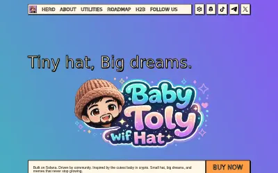 Website screenshot of baby toly wif hat (2026-07-09)