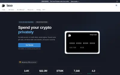Website screenshot of Laso Finance (2026-07-10)