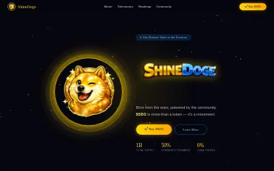 Website screenshot of ShineDoge (2026-07-10)