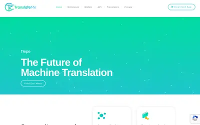 Website screenshot of TranslateMe Network Token (2026-04-25)