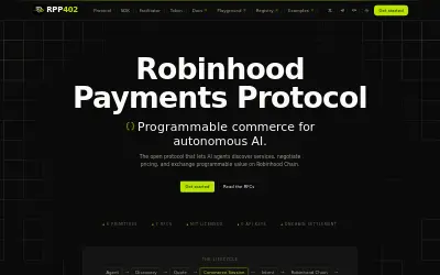Website screenshot of Robinhood Payments Protocol (2026-07-15)