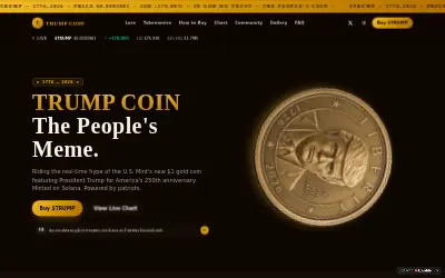 Website screenshot of Trump Coin (2026-07-16)