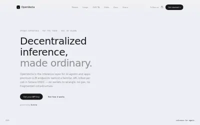 Website screenshot of OpenVecta (2026-07-20)