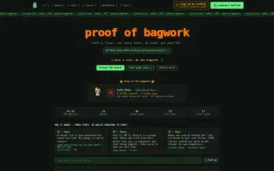 Website screenshot of Proof Of Bagwork (2026-07-20)