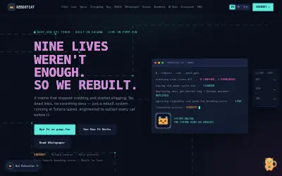 Website screenshot of RebootCat (2026-07-21)