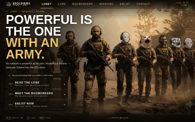 Website screenshot of SOLdiers (2026-07-21)