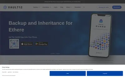Website screenshot of Vault Guardian Token (2026-05-22)