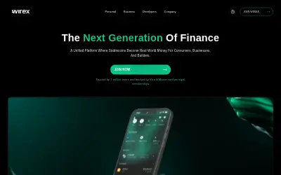 Website screenshot of Wirex Token (2026-05-23)