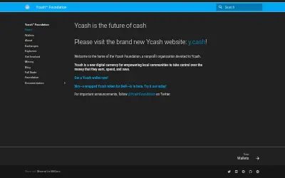 Website screenshot of Ycash (2026-05-23)