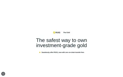 Website screenshot of PAX Gold (2026-05-21)