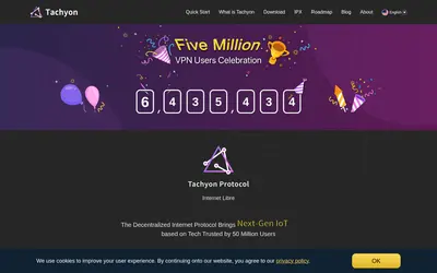Website screenshot of Tachyon Protocol (2026-04-21)
