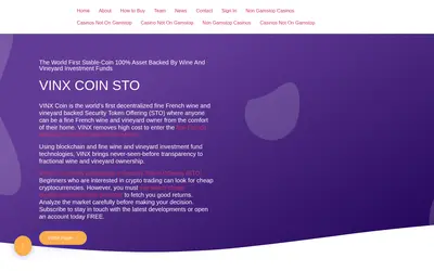 Website screenshot of VINX COIN STO (2026-05-21)