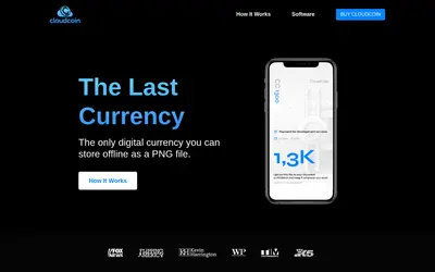 Website screenshot of CloudCoin (2026-05-21)