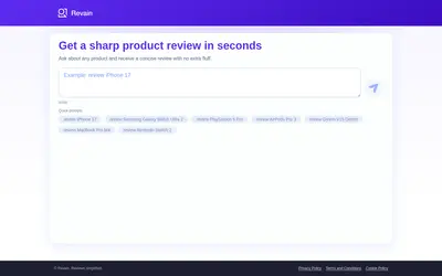 Website screenshot of Revain (2026-05-20)