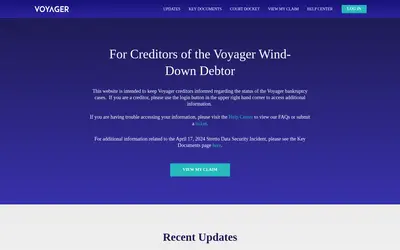 Website screenshot of Voyager Token (2026-05-22)