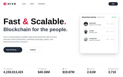 Website screenshot of HIVE (2026-05-22)