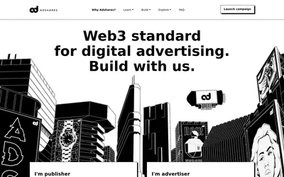 Website screenshot of AdShares (2026-05-22)