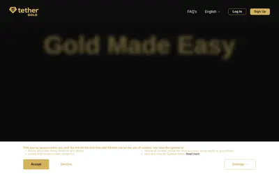 Website screenshot of Tether Gold (2026-04-26)